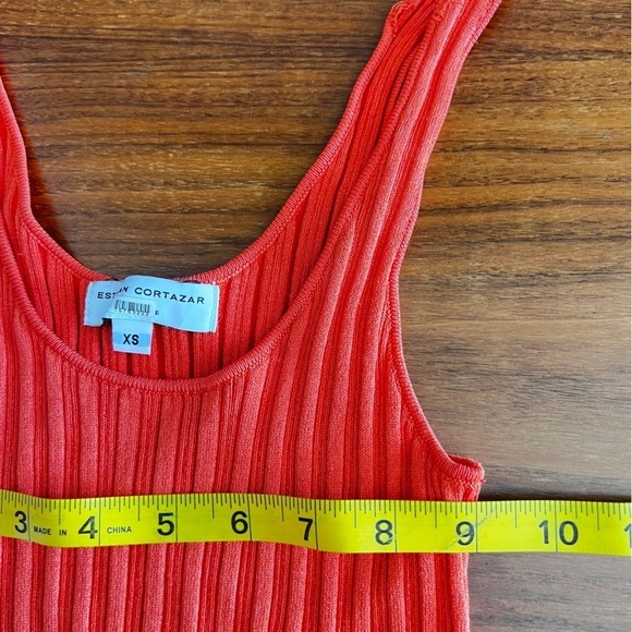 Esteban Cortazar Collective Orange Ribbed RTR Mini Tank Dress SIZE XS - Picture 14 of 16